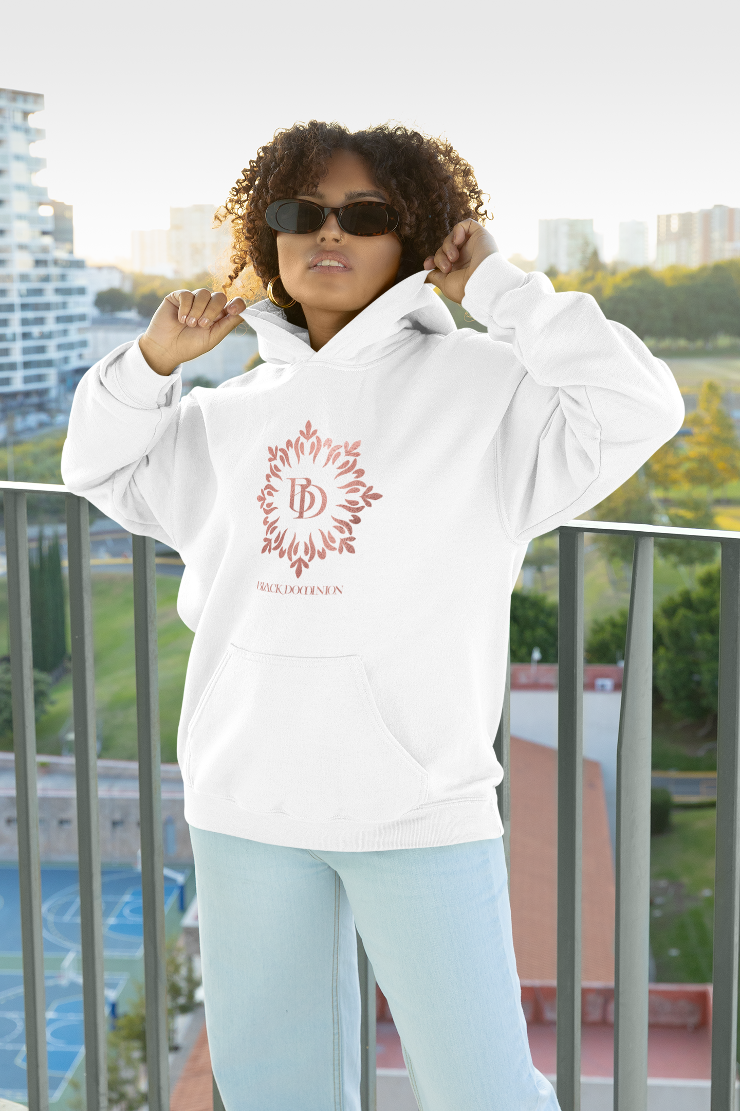 Black Dominion White Pullover Hoodie
